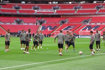 Barcelona trenuje na Wembley