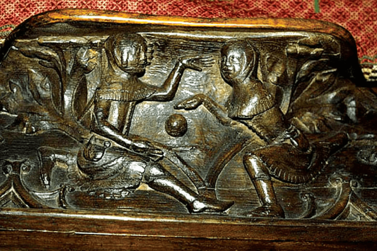 Drewniana płaskorzeźba z katedry w Gloucester