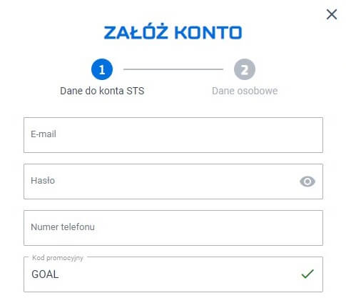 kod promocyjny STS - rejestracja 