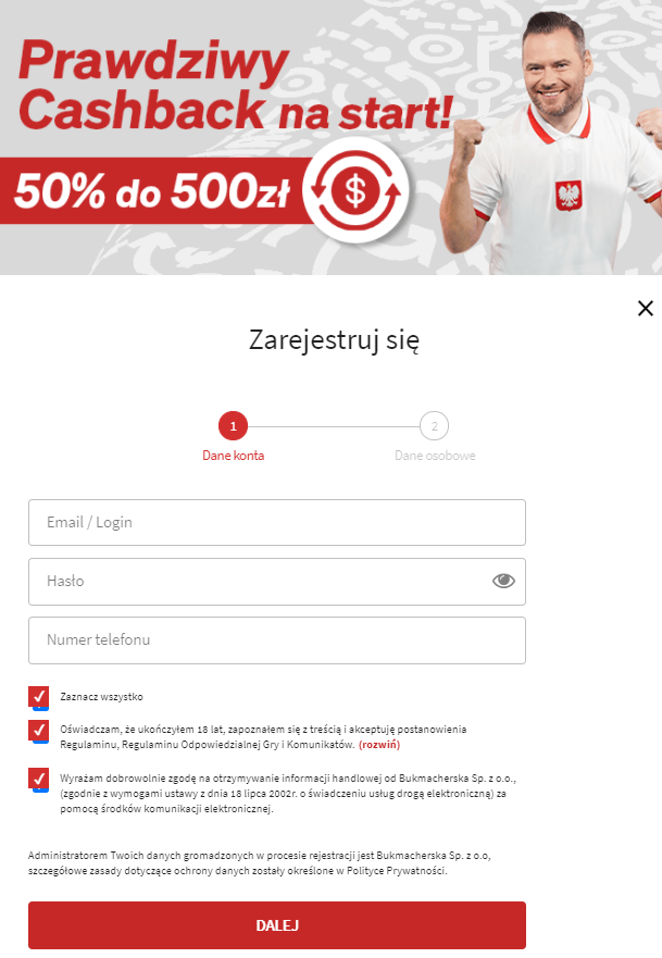 Fuksiarz rejestracja