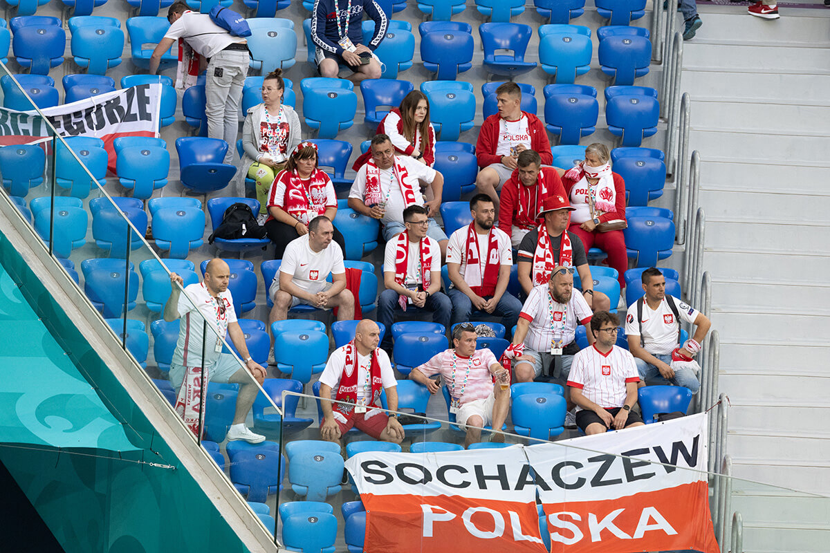 Kibice reprezentacji Polski na stadionie w Petersburgu