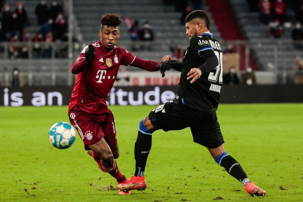 Kingsley Coman podczas meczu z Arminią