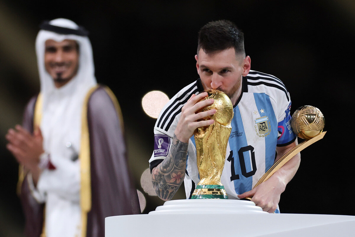 Lionel Messi z Pucharem Świata