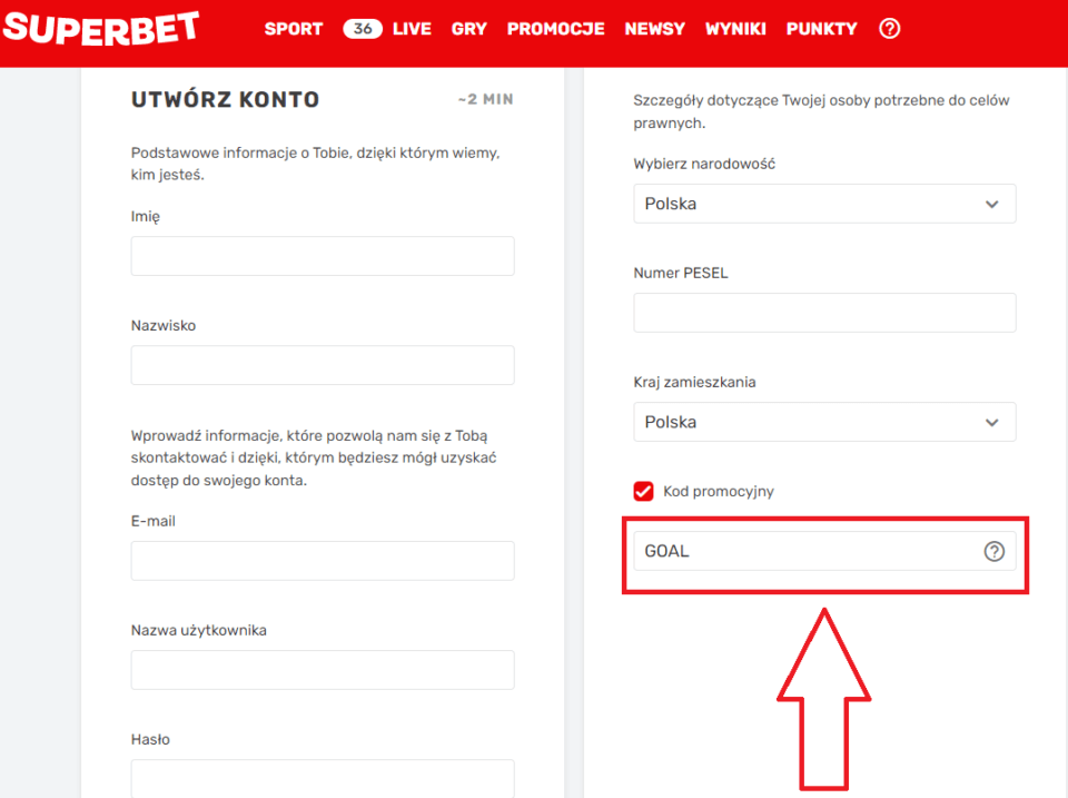 superbet kod promocyjny - rejestracja 
