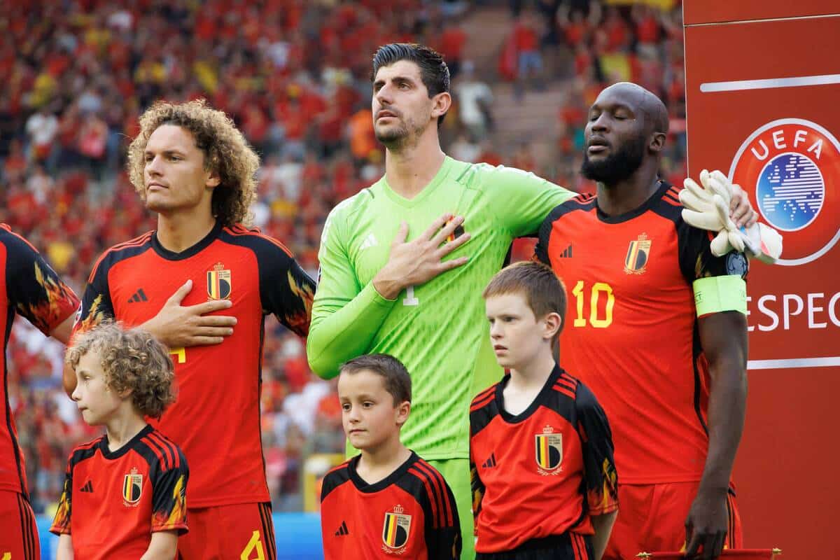 Wout Faes, Thibaut Courtois i Romelu Lukaku