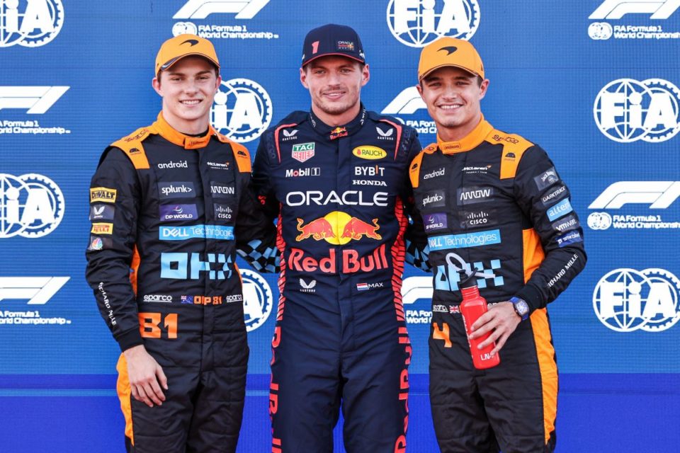 Oscar Piastri, Max Verstappen i Lando Norris