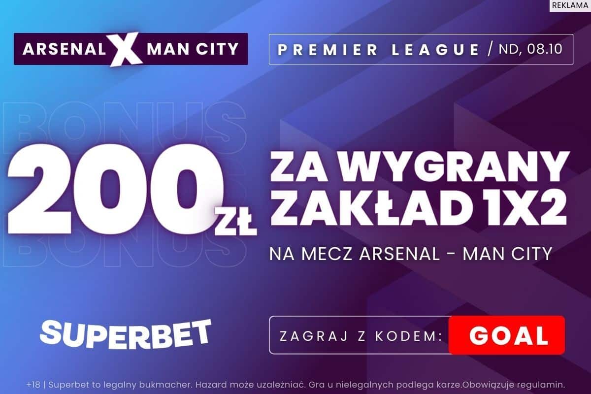 Arsenal - Manchester City: kurs 100.00 na dowolny zakład 1X2