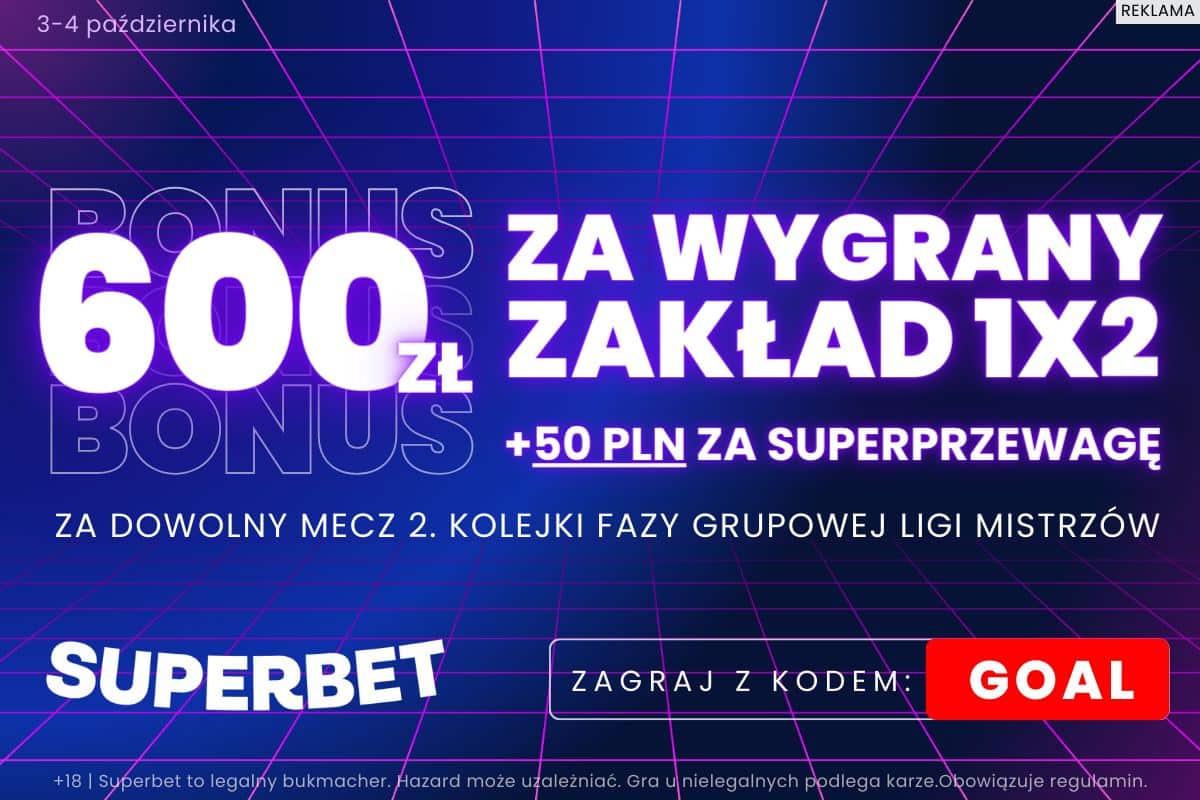 Kurs 300.00 na zakład 1X2 na dowolny mecz 2. kolejki