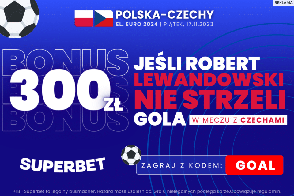 Kurs 150.00 na brak gola Roberta Lewandowskiego w meczu Polska - Czechy