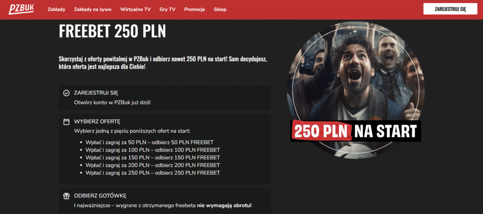 freebet 250 zł od pzbuk