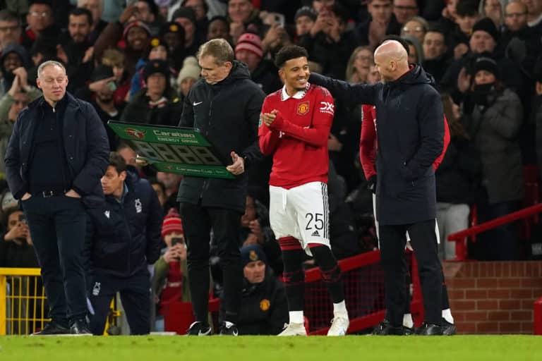 Jadon Sancho i Erik ten Hag w poprzednim sezonie