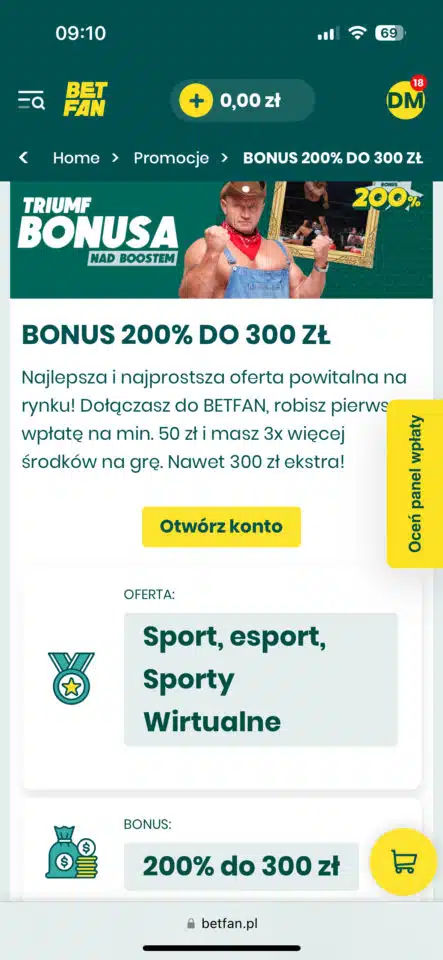 Betfan bonus powitalny