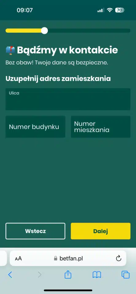 Betfan weryfikacja adresu zamieszkania