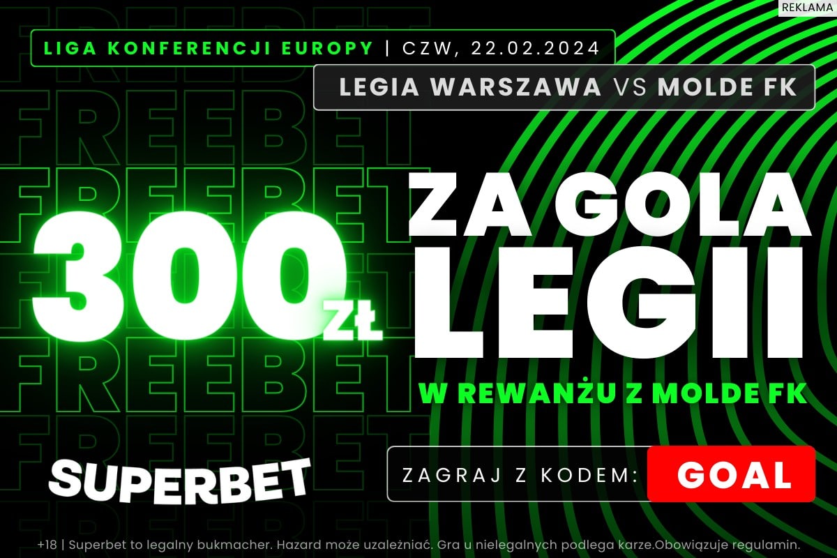 Freebet 300 zł za gola Legii