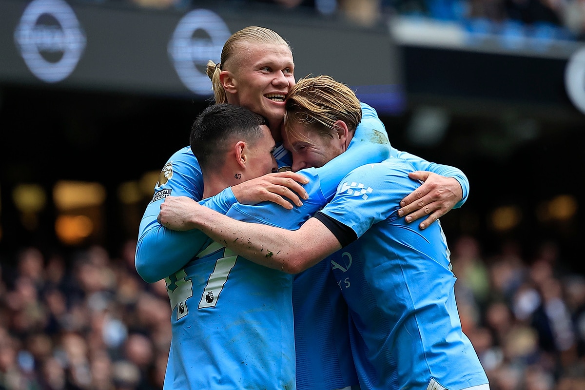 Phil Foden, Erling Haaland i Kevin De Bruyne