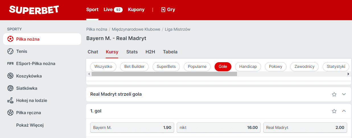300 zł bonusu od Superbet za mecz Bayern – Real
