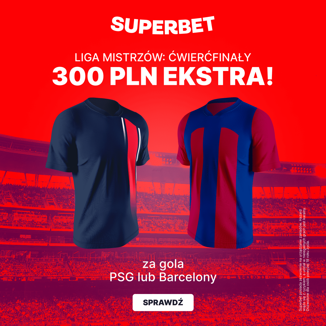 300 zł w Superbet za typ na drużynę z golem w meczu PSG – Barcelona