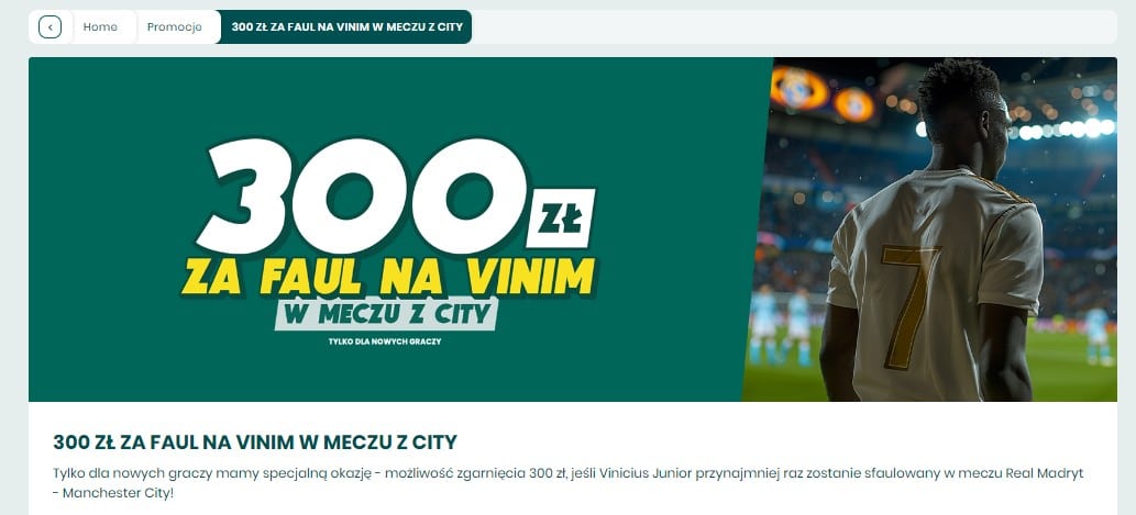 300 zł za faul na Vinim w meczu Real – City