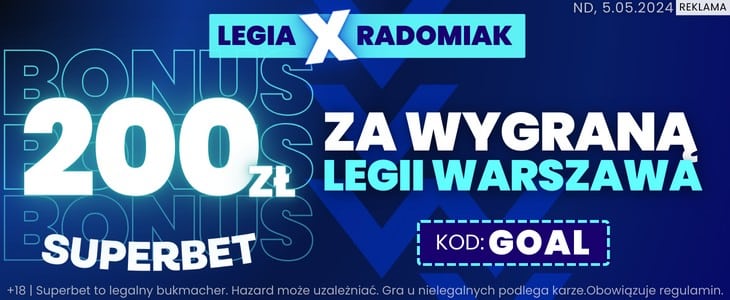 Bonus 200 zł za zwycięstwo Legii