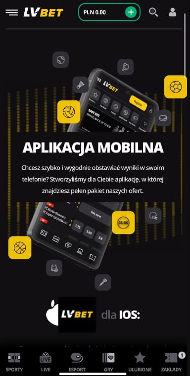 LV BET aplikacja na iOS