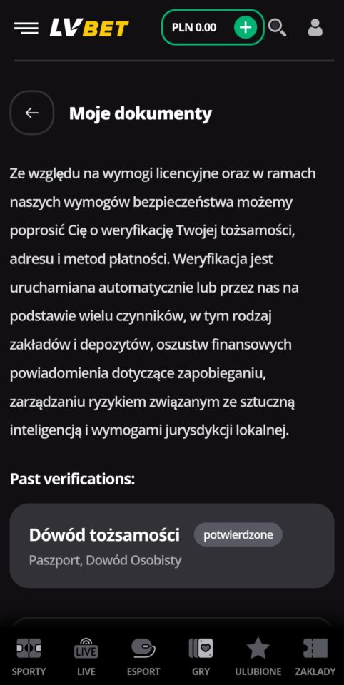weryfikacja dowodu w lv bet