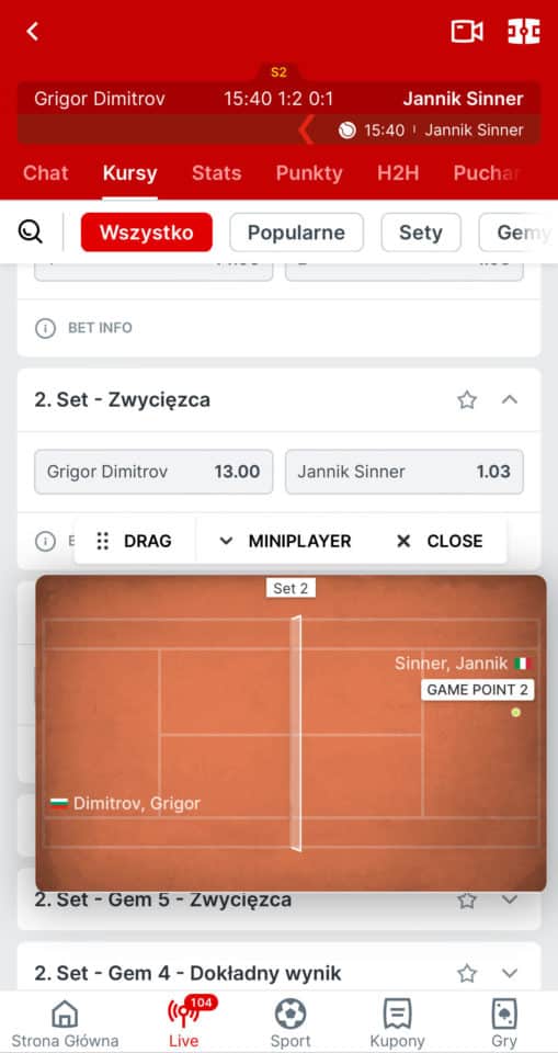zakłady na żywo Superbet