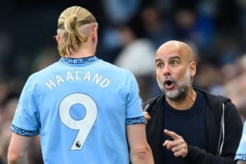 Erling Haaland i Pep Guardiola