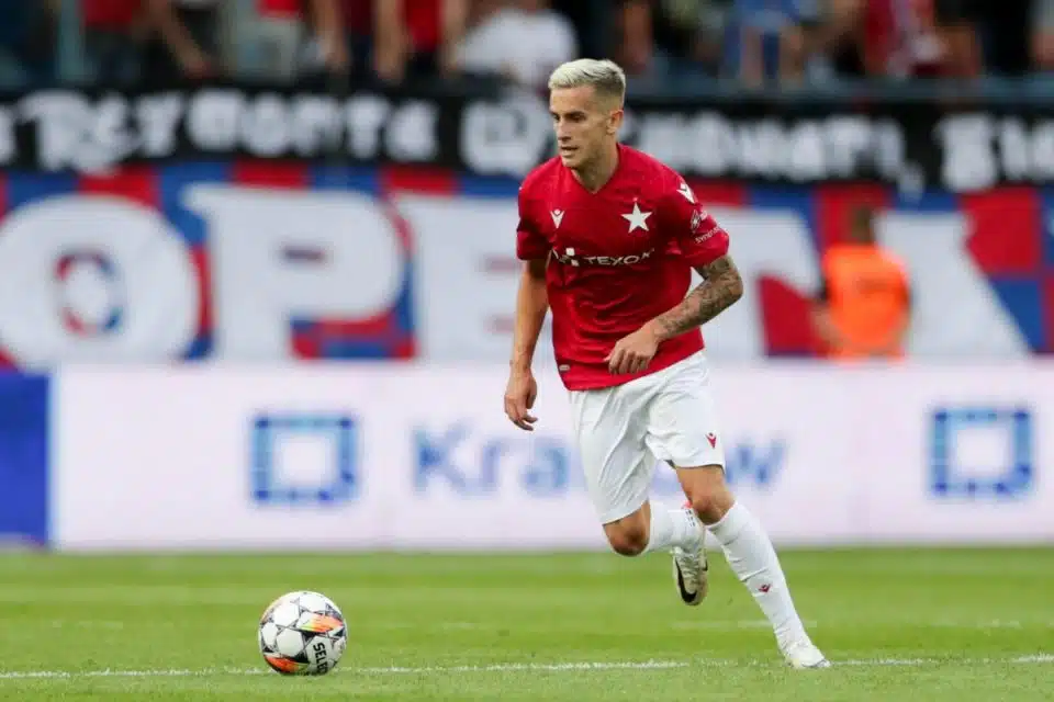 Olivier Sukiennicki w meczu z Rapidem Wiedeń