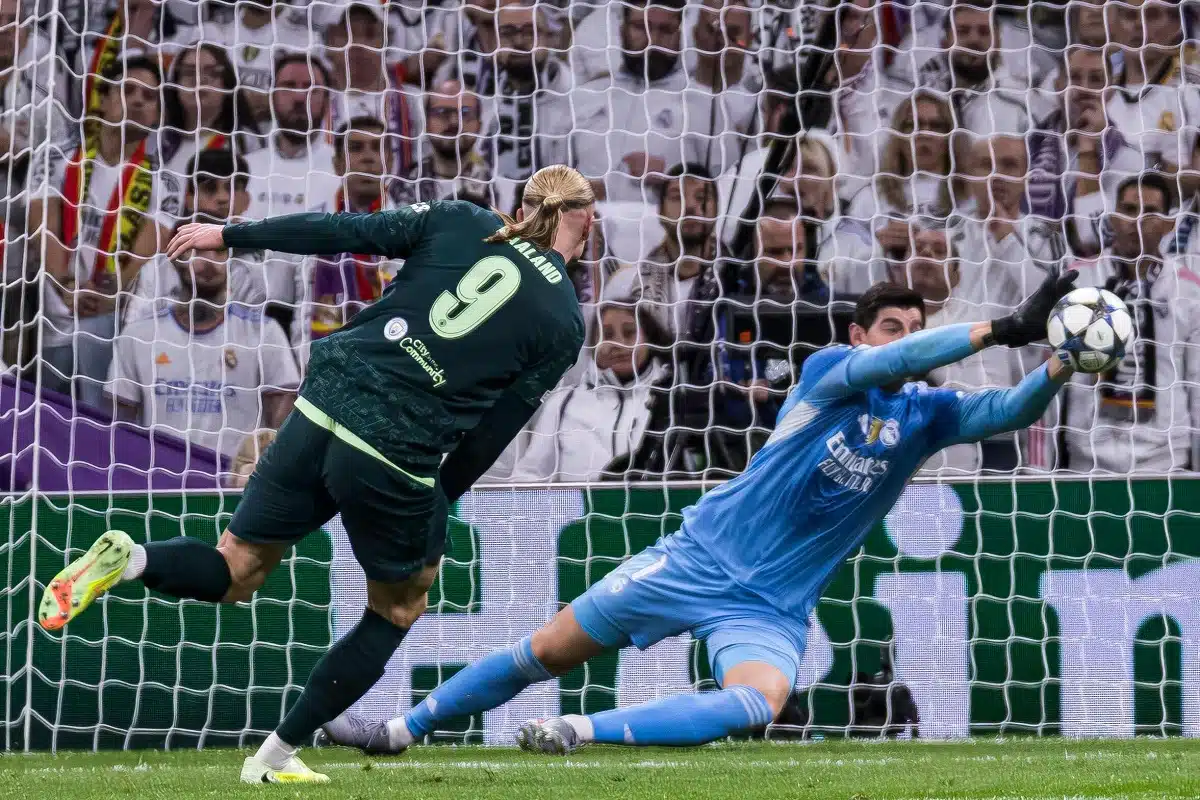 Erling Haaland i Thibaut Courtois (Real Madryt - Manchester City)