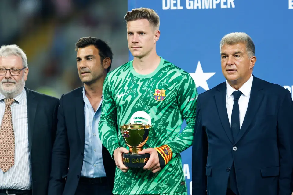 Marc-Andre ter Stegen i Joan Laporta (FC Barcelona - AS Monaco)